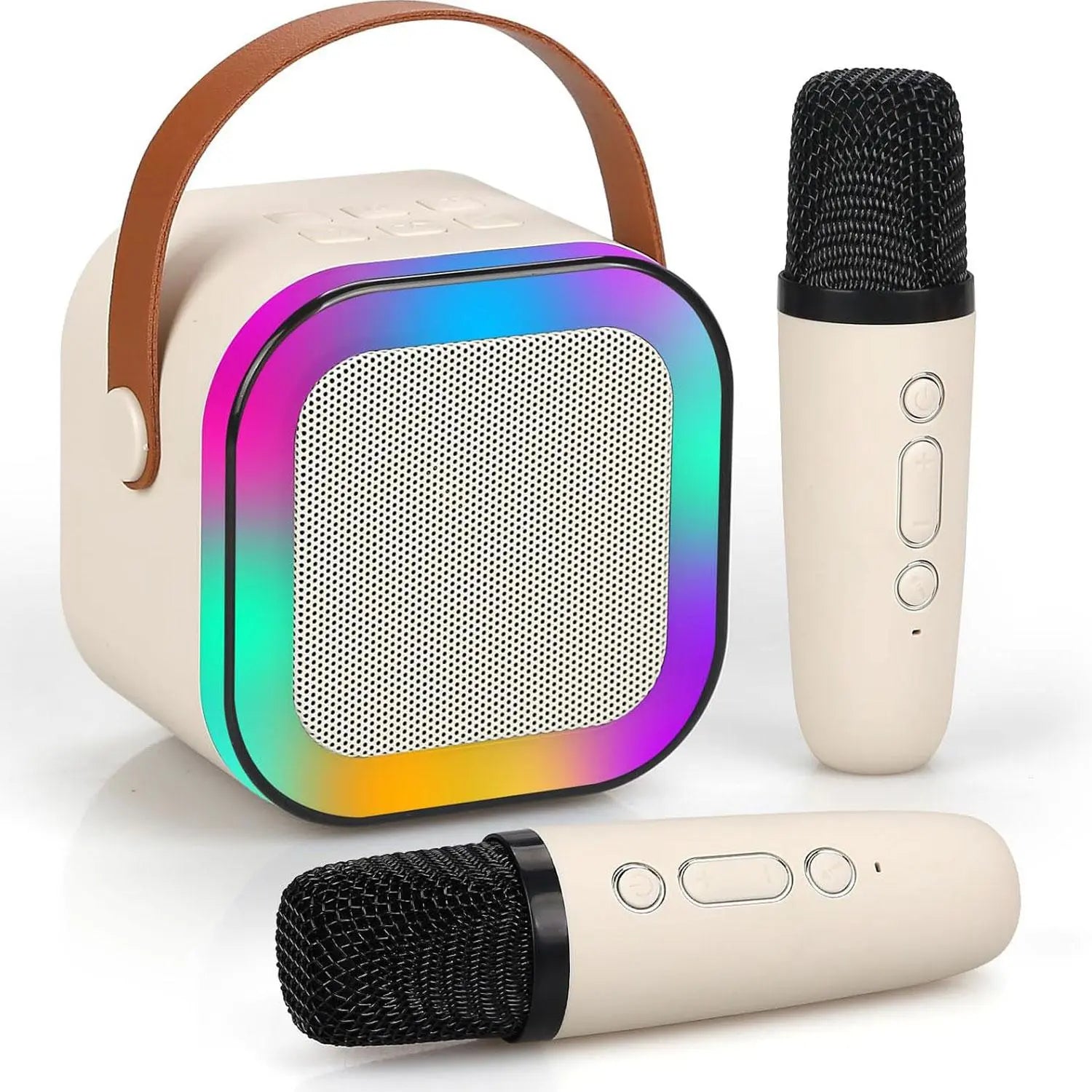 Portable Wireless Karaoke Speaker with Microphone, HIFI Stereo Sound KTV Speaker with RGB Colorful LED Lights, Karaoke Machine for Outdoor Sports Travel