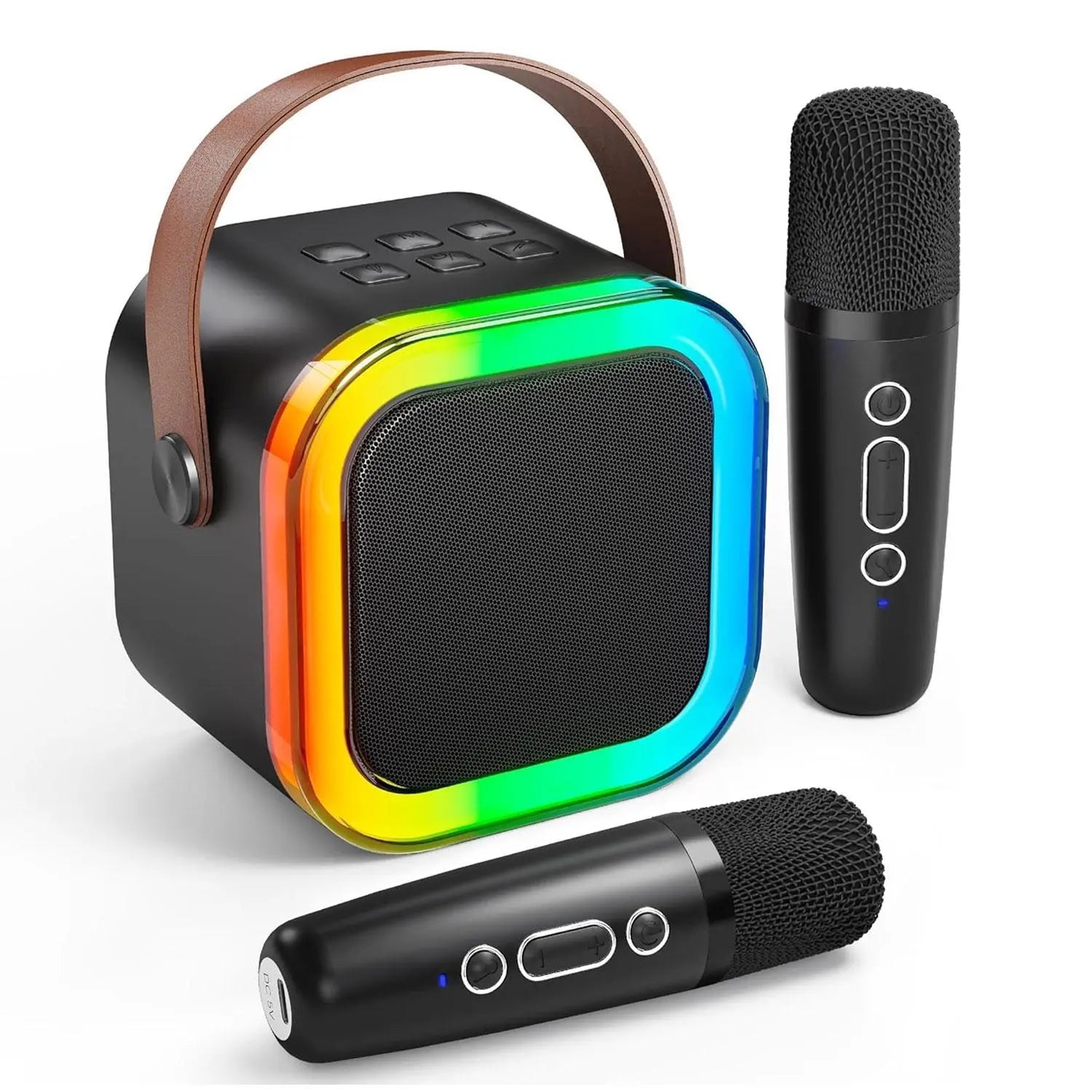 Portable Wireless Karaoke Speaker with Microphone, HIFI Stereo Sound KTV Speaker with RGB Colorful LED Lights, Karaoke Machine for Outdoor Sports Travel