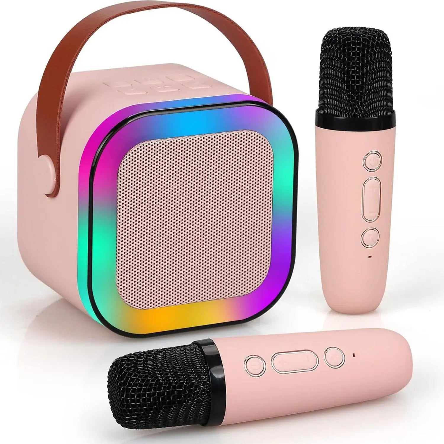 Portable Wireless Karaoke Speaker with Microphone, HIFI Stereo Sound KTV Speaker with RGB Colorful LED Lights, Karaoke Machine for Outdoor Sports Travel